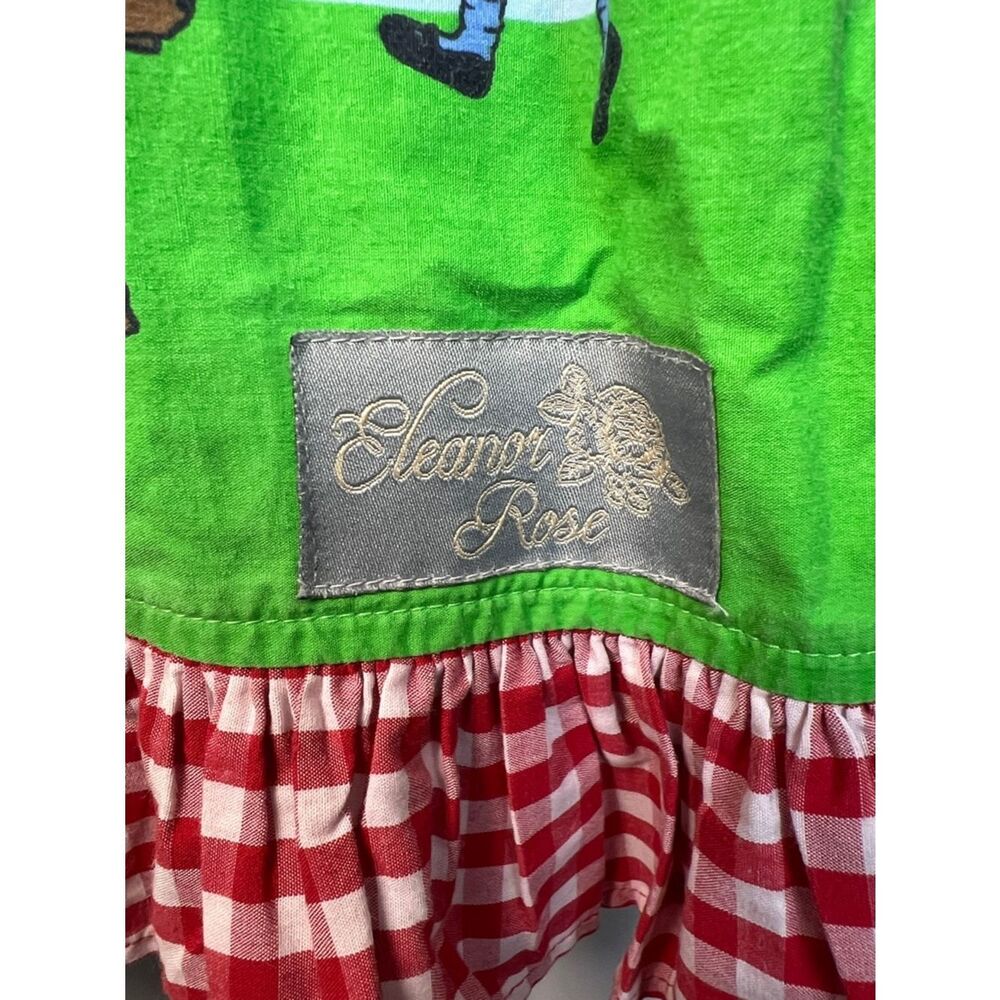 Eleanor Rose circus print red and white gingham halter smocked dress vintage - Picture 6 of 12
